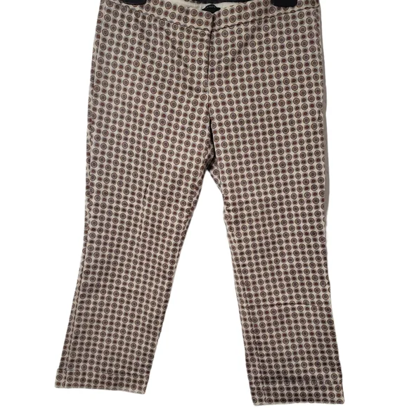 J. Crew. City Fit Crop Pants with Design. Size 6. Crop. Trousers. Brown … - Picture 2 of 8